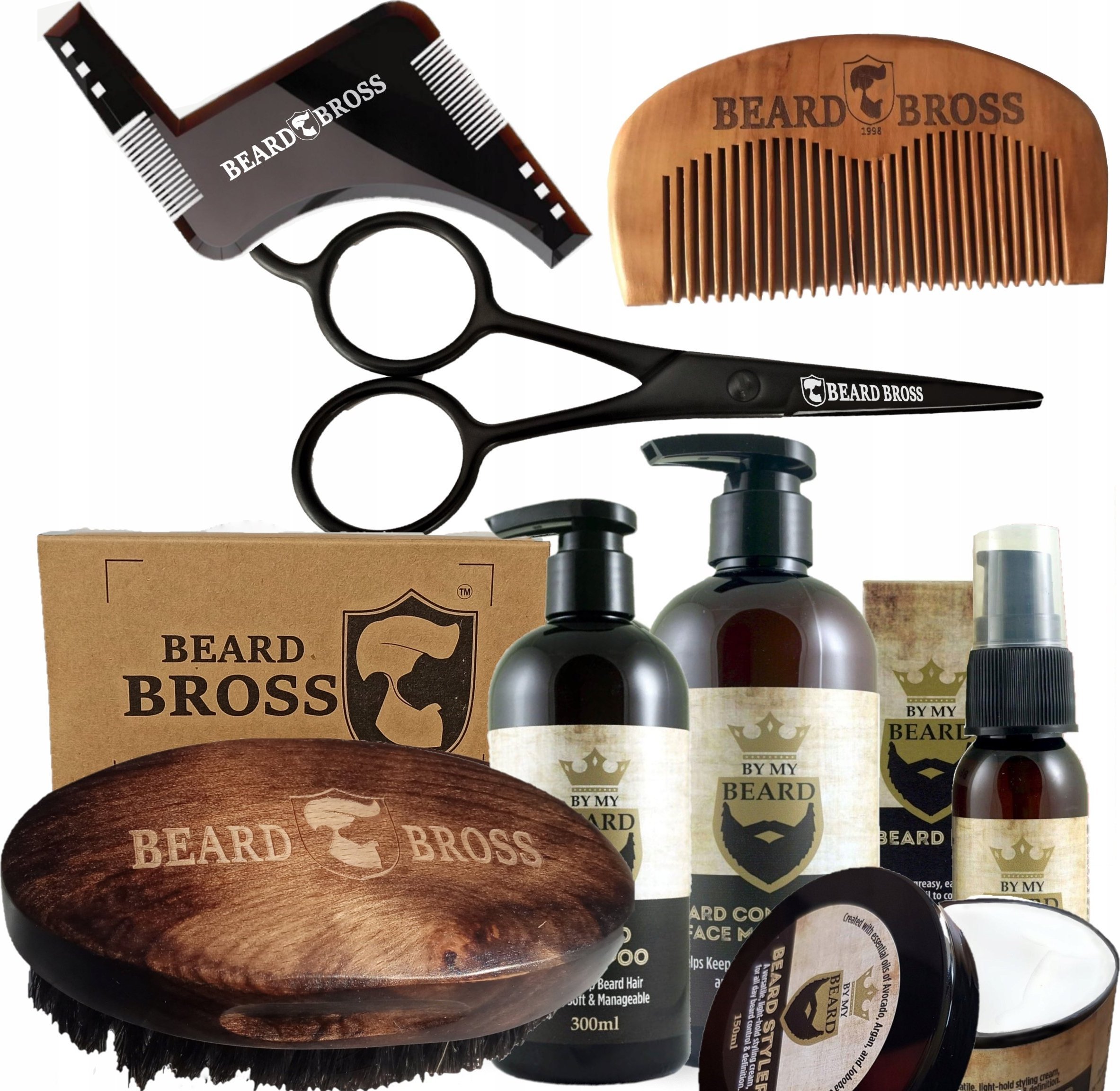 Beard Bross Zestaw By My Beard Szczotka Grzebień wzornik brody