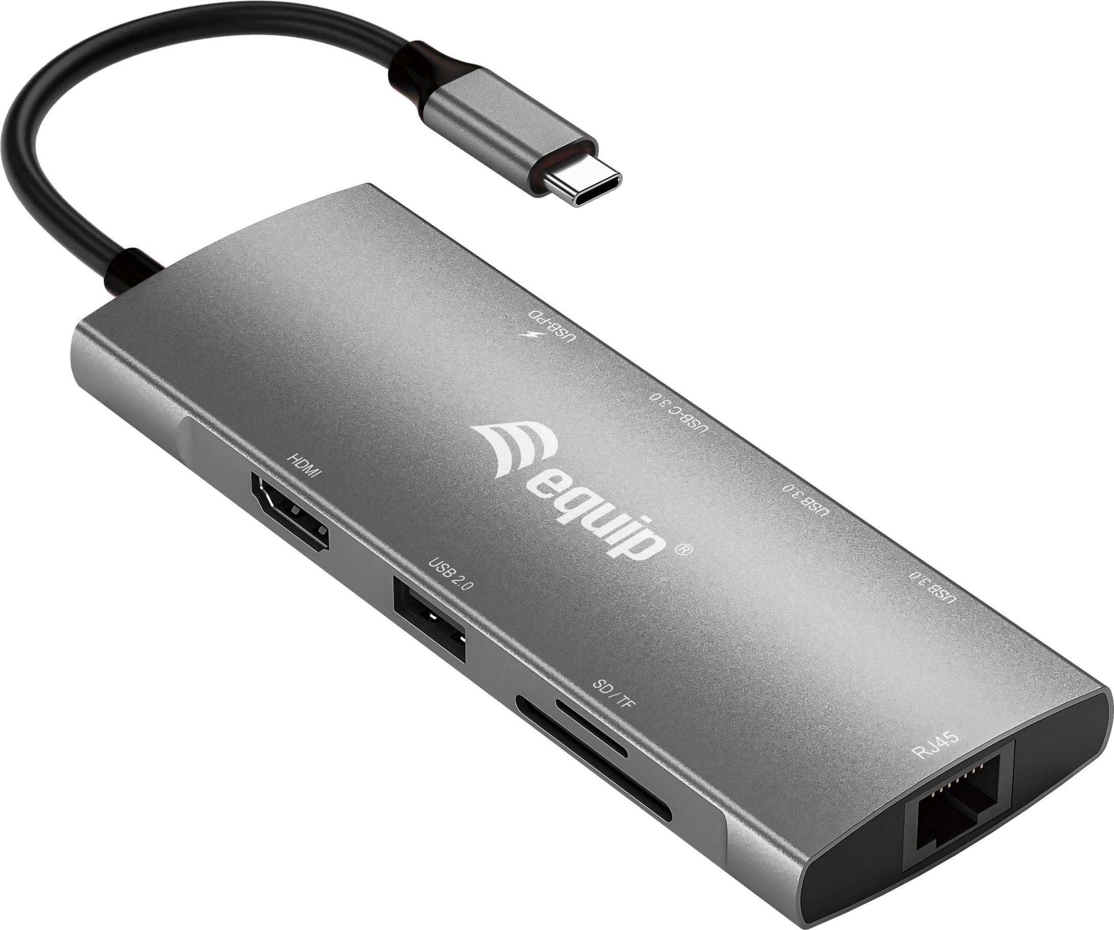 Adapter USB Equip Equip Dock USB-C->HDMI,Gigabit LAN,USB3.0,100WPD,SD/TF 0,25m