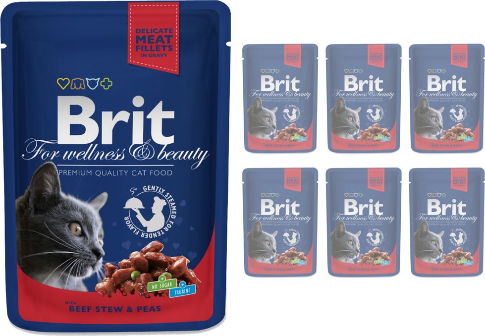 Brit BRIT Cat WOŁOWINA i GROSZEK 6x100g