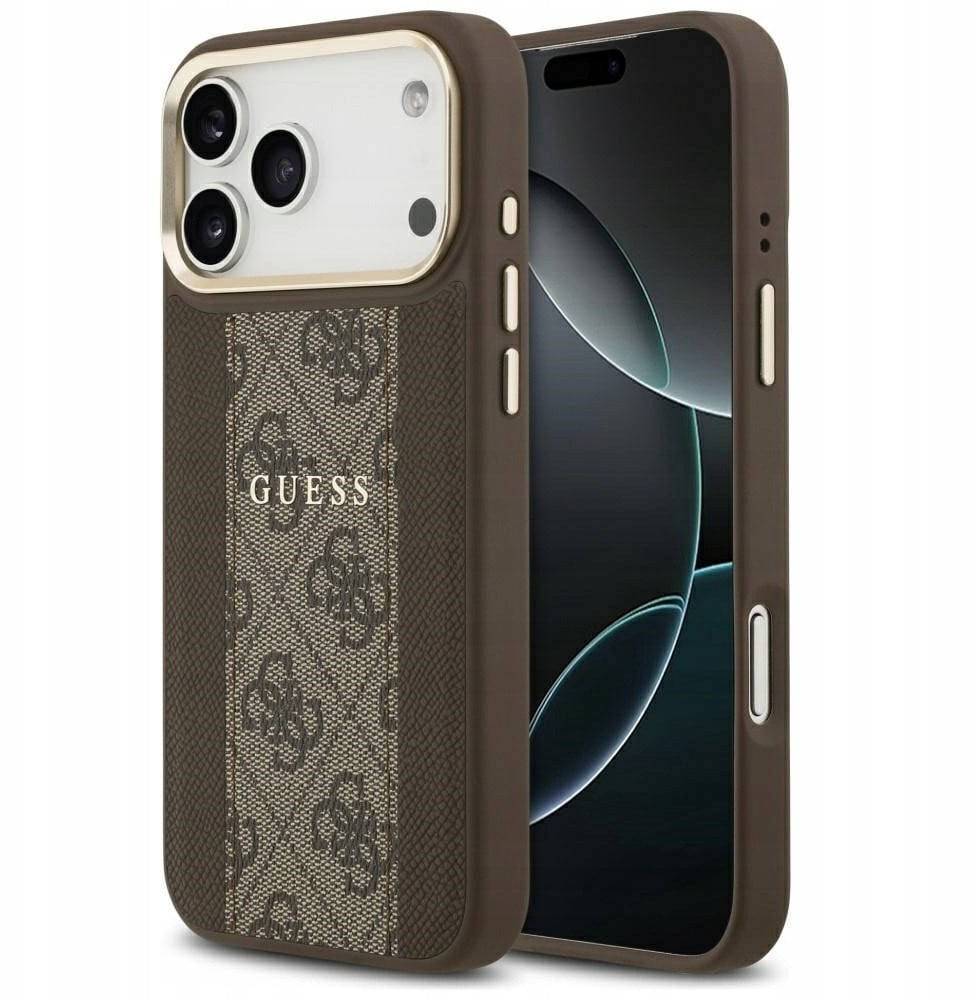 Guess Etui 4G Stripe MagSafe do iPhone 17 Pro Max brązowy