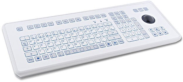 Klawiatura Gett GETT InduDur robustny szczególnie odporny klawiatura foliowa przyciski o krótkim skoku mit Trackball und NUM Block IP65 USB Layout DE