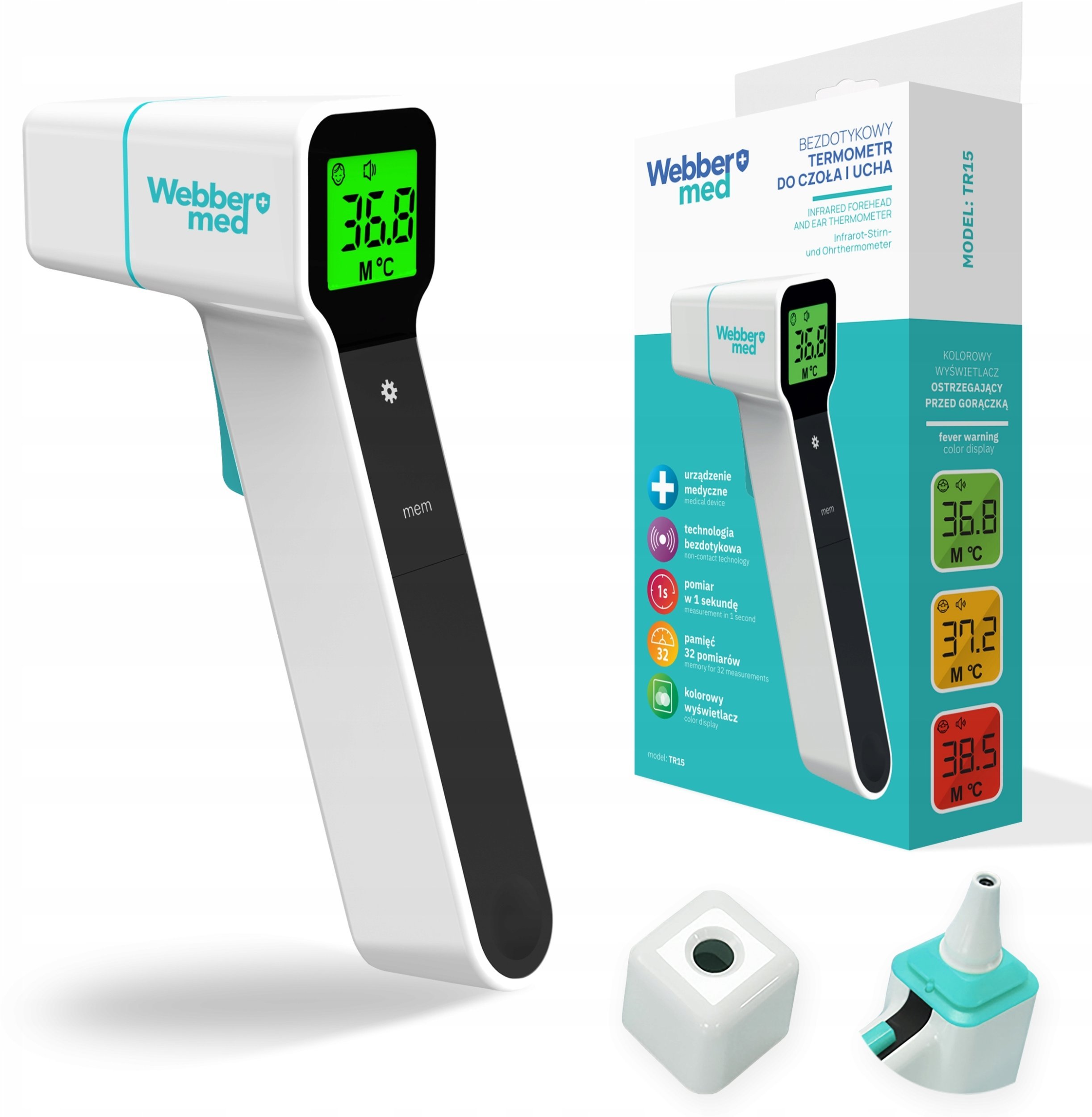 Webber TERMOMETR BEZDOTYKOWY MEDYCZNY NA PODCZERWIEŃ WEBBER TR15