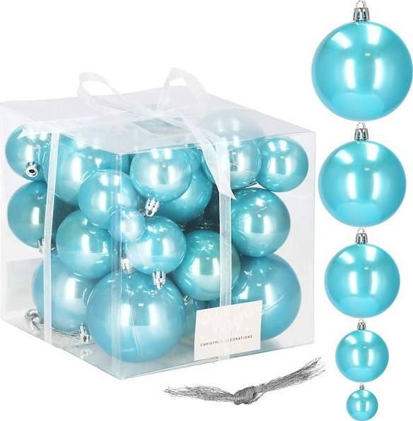 Springos Bombki choinkowe 37 szt. perłowy niebieski zestaw choinkowy UNIWERSALNY