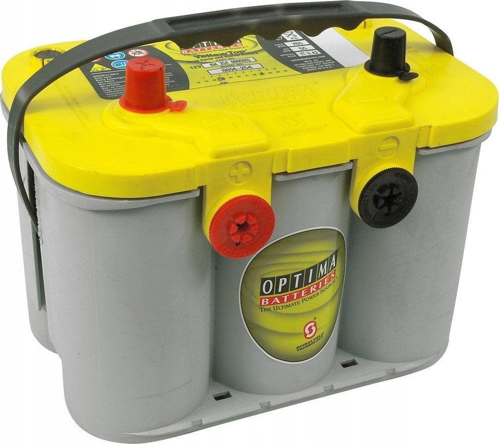 Akumulator OPTIMA 12V 55Ah/765A AGM Orbital YELLOW (L+ biegun standardowy + gwintowany) 254x175x200 B01 - stopka o wysokości 10.5 mm
