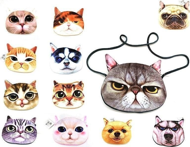 Torebka welurowa kot 22x17cm MIX