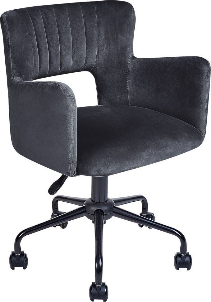 Krzesło biurowe Beliani Krzesło biurowe regulowane welurowe czarne SANILAC