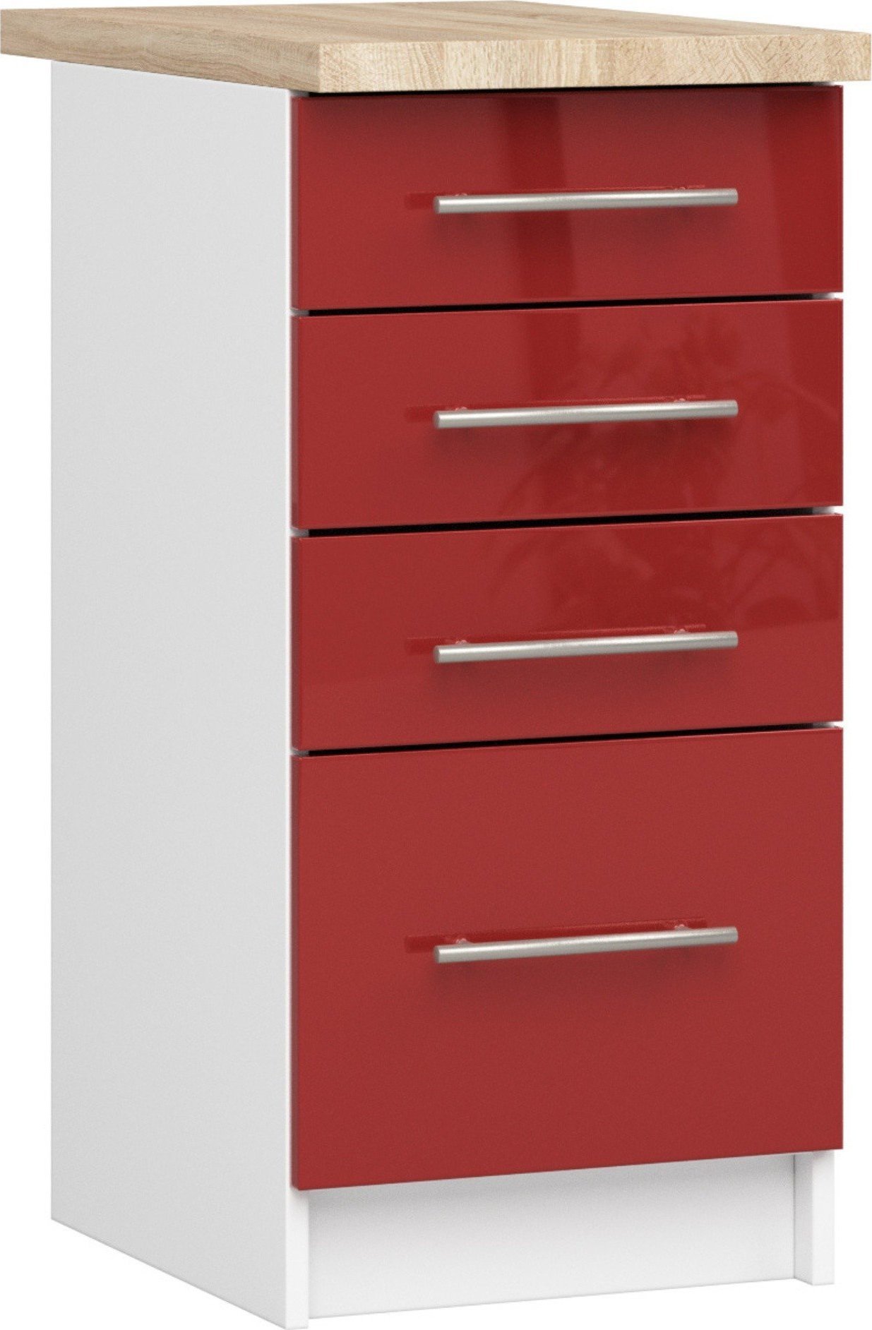 Fabryka Mebli Akord SZAFKA KUCHENNA OLIWIA S 40cm 4S + BLAT BIAŁA / CZERWONY POŁYSK