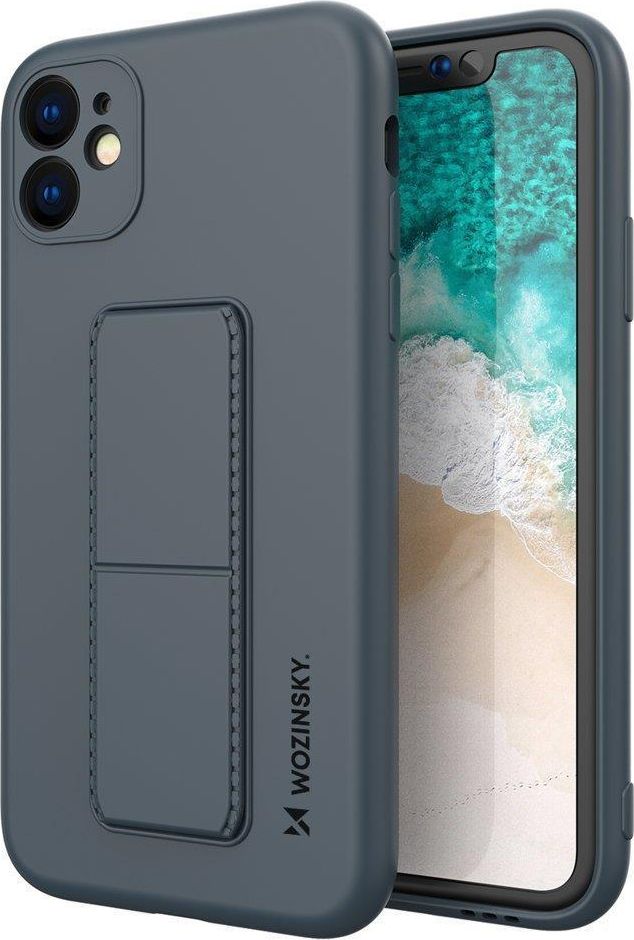 Wozinsky Kickstand Case elastyczne silikonowe etui z podstawką Samsung Galaxy A22 4G niebieski