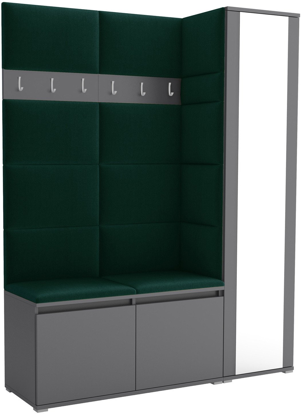 Tapicerowana garderoba Noris VII z lustrem - kolor antracyt + tkanina Trinity 28