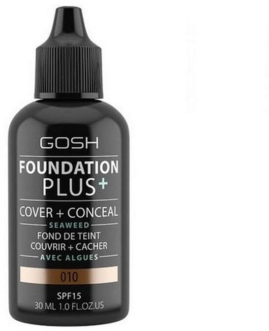 Gosh, Foundation Plus+, Cover & Conceal, Liquid Foundation, 010, Tan, SPF15, 30 ml For Women