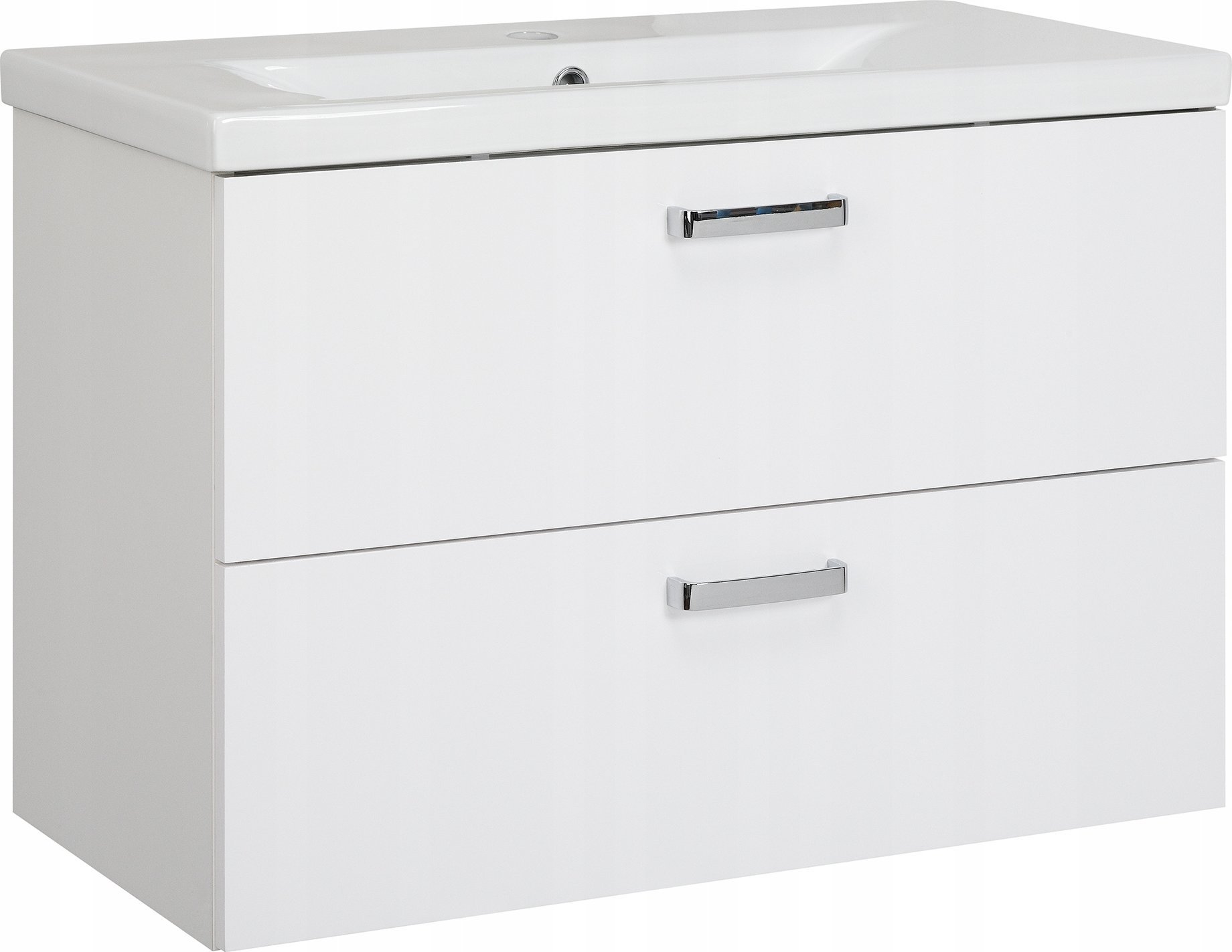 Szafka z umywalką biała 80 slim front połysk