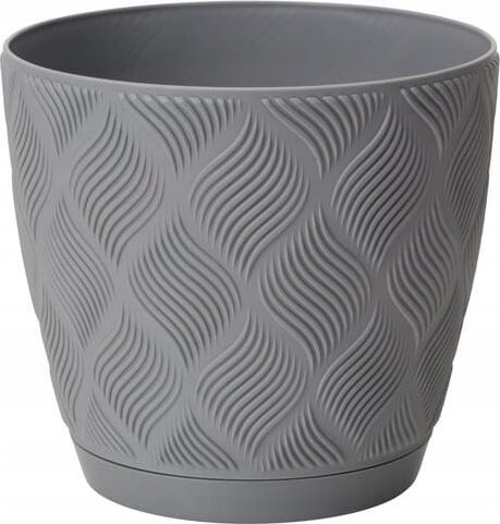 Doniczka antracyt 11,8x12,8cm ECO plastikowa z podstawką Flow Petit