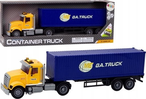 LeanToys Ciężarówka Tir Naczepa Kontener Światła Dźwięki Napęd Żółta