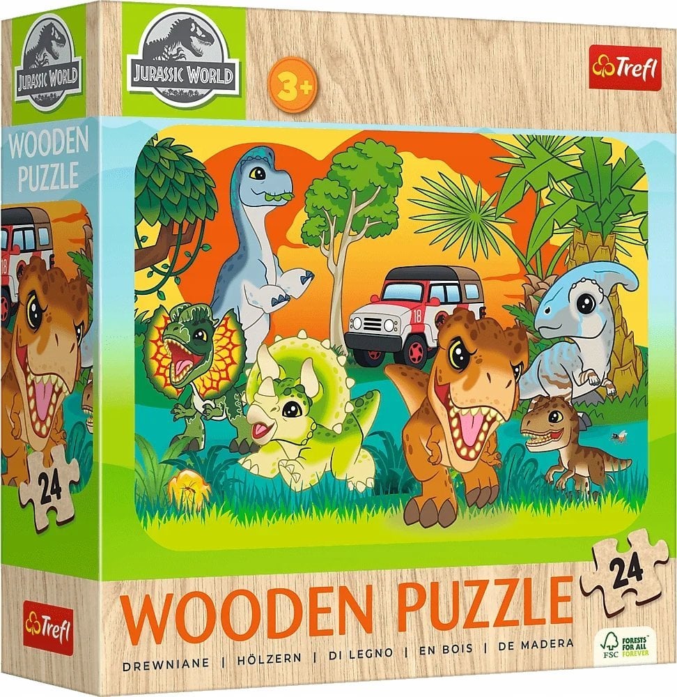 Trefl Puzzle drewniane Poznaj dinozaury 24 elementy (20276)