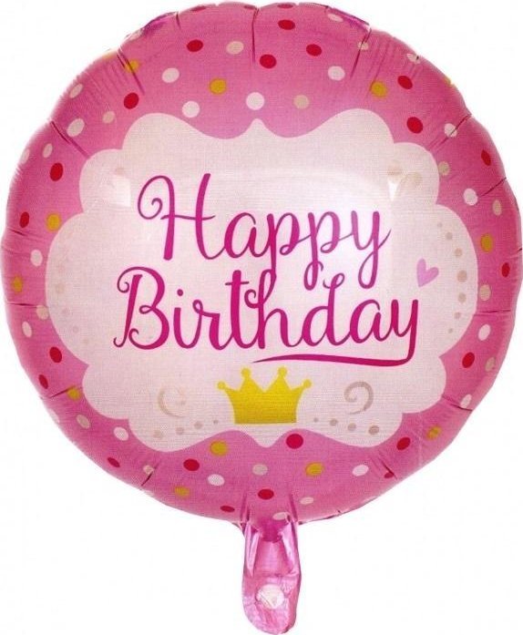 Balon foliowy Happy Birthday różowy