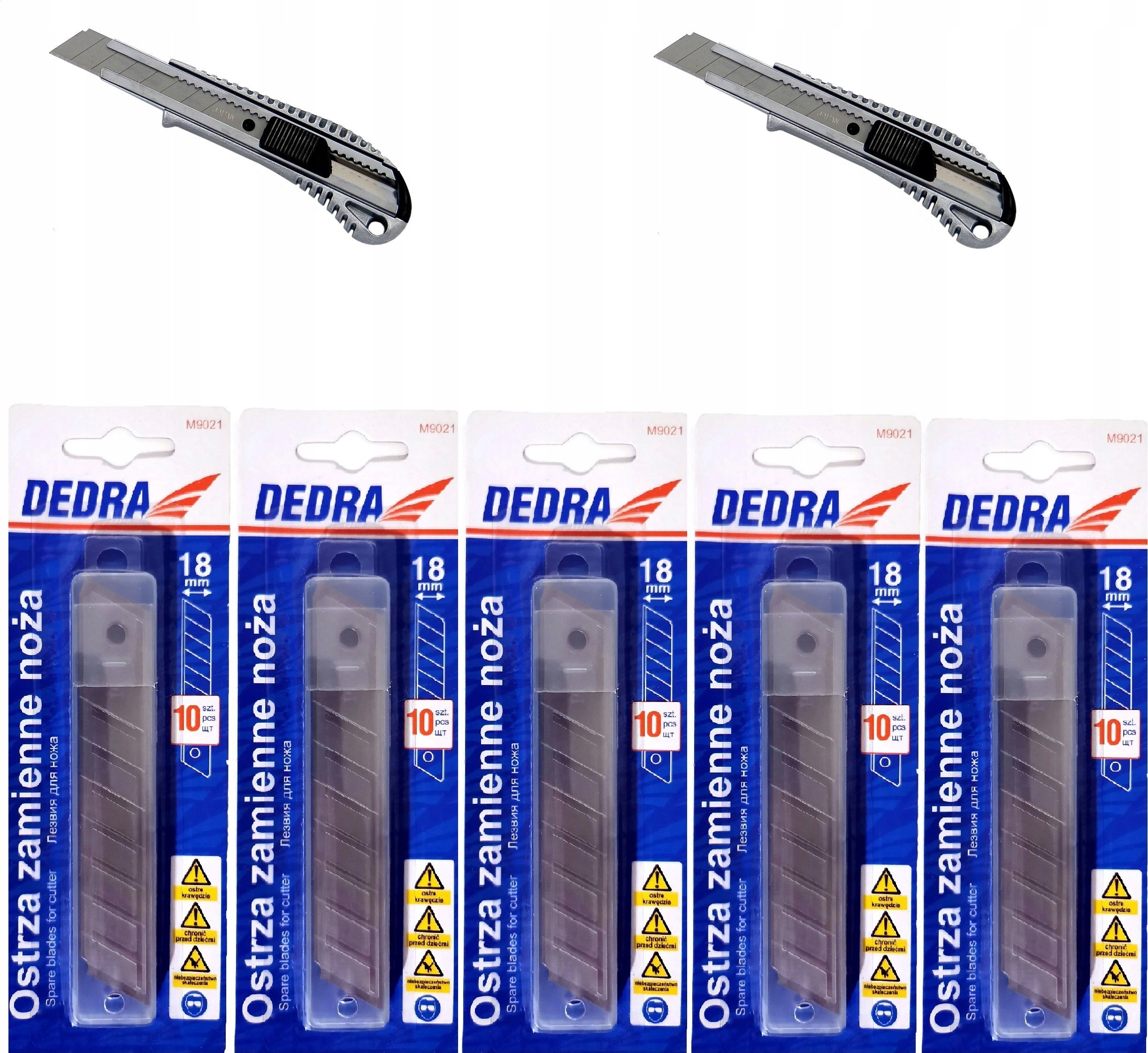 2 x Nożyk do tapet DEDRA 18mm + Ostrza 50 sztuk