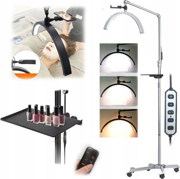 Lampa Led Kosmetyczna Bezcieniowa Do Makijażu Paznokci Rzęs + Statyw Jezdny / Gx530r / Biały