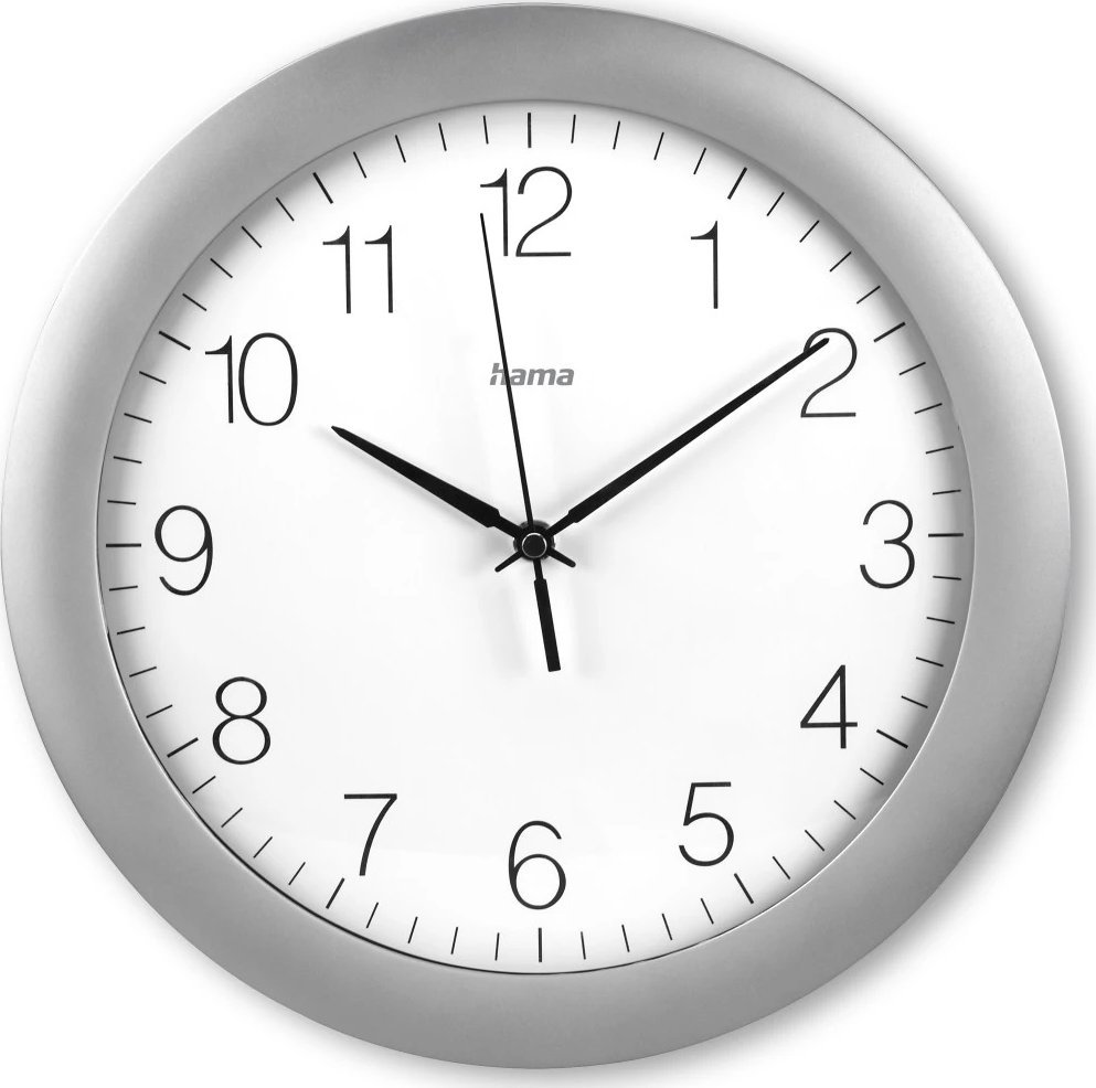 Hama ZEGAR ŚCIENNY TENERIFFA Z DCF SREBRNY 30 cm