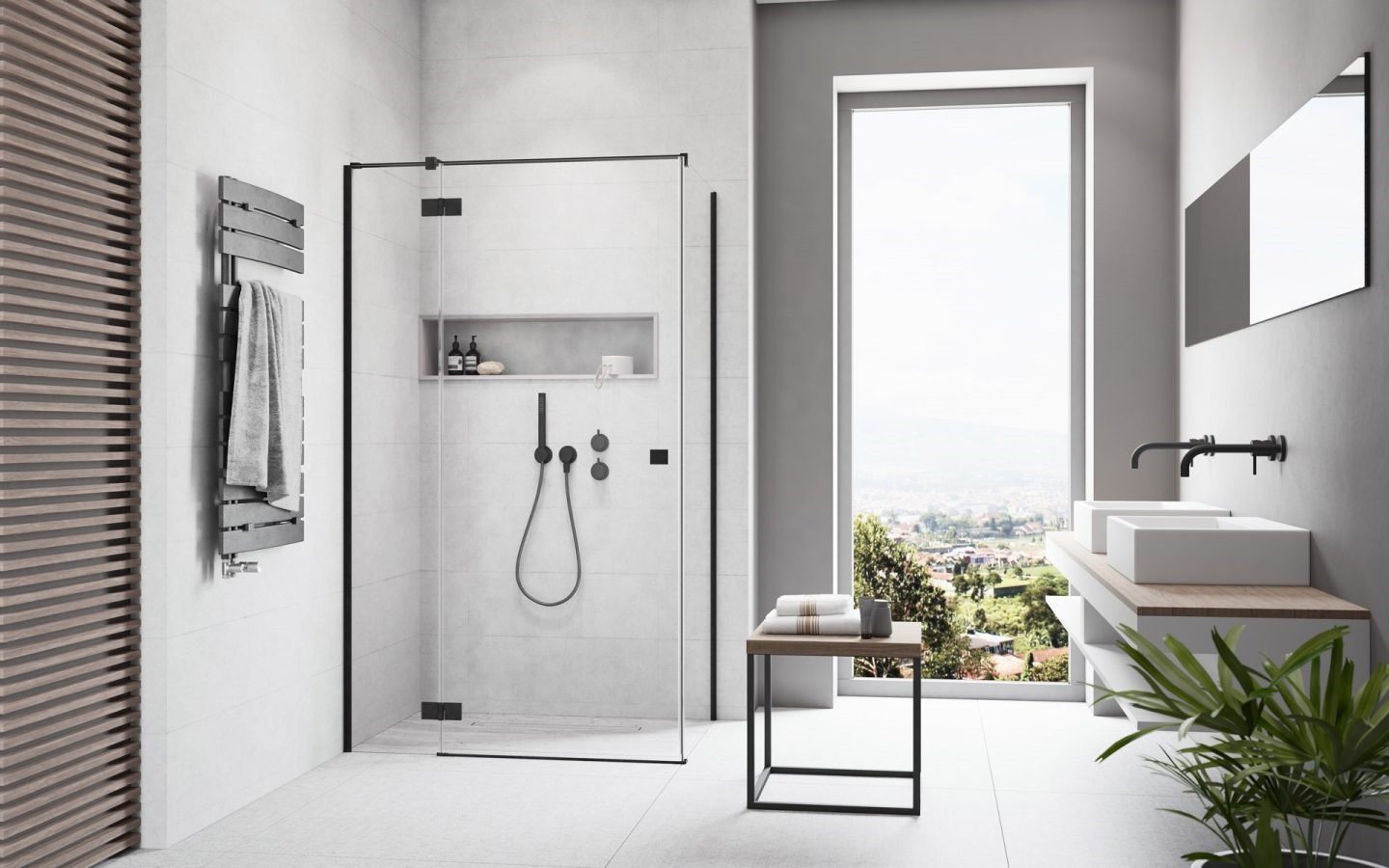 Essenza 8 Black KDJ Front Ścianka 237 Lewa Czarny/Przejrzyste