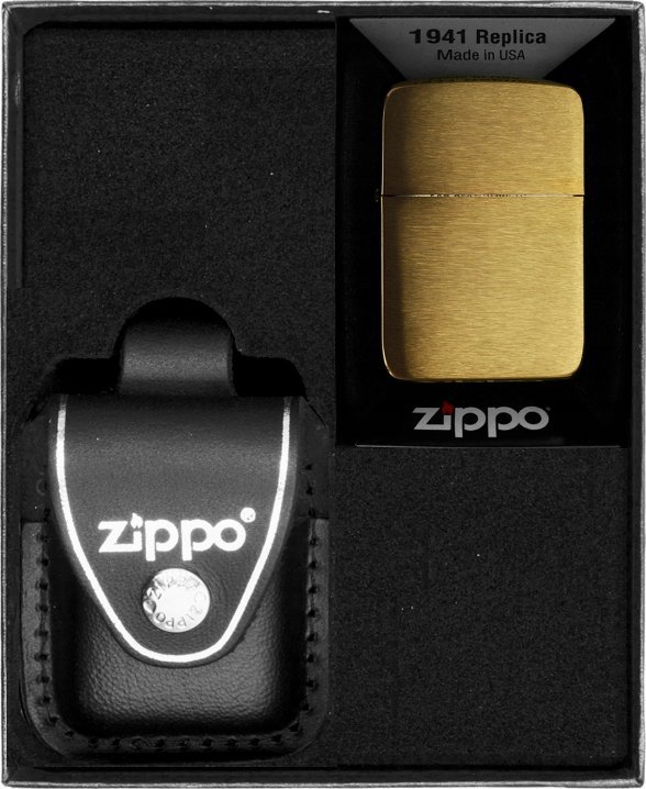 Zestaw ZIPPO Zapalniczka REPLICA BRUSH BRASS Prezentowy No3