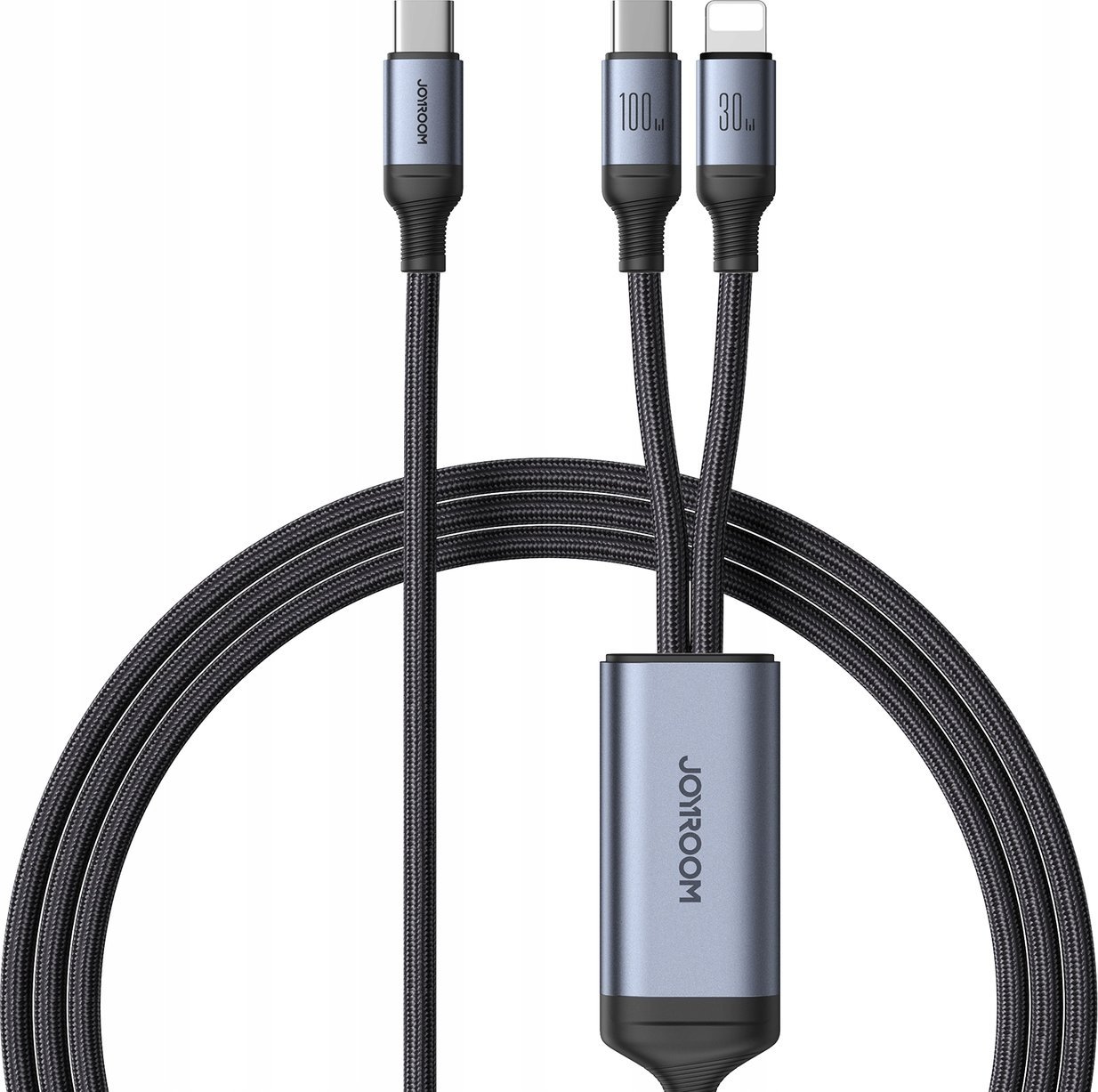 Kabel USB Joyroom USB-C - USB-C + Lightning 1.5 m Czarny (JYR886)