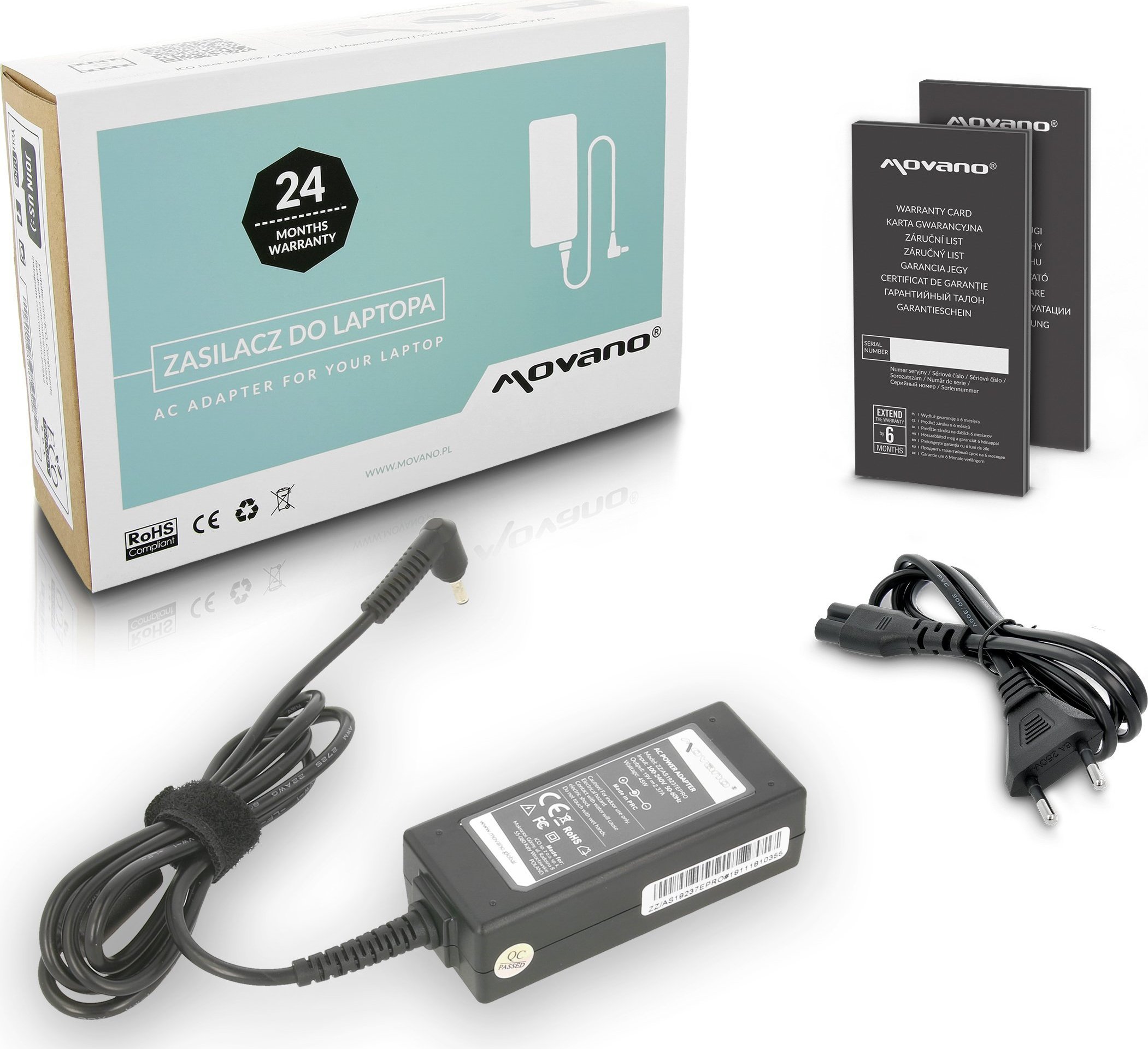 Zasilacz do laptopa Movano Ładowarka do Asus 19v 2.37a 45W 4.0x1.35mm