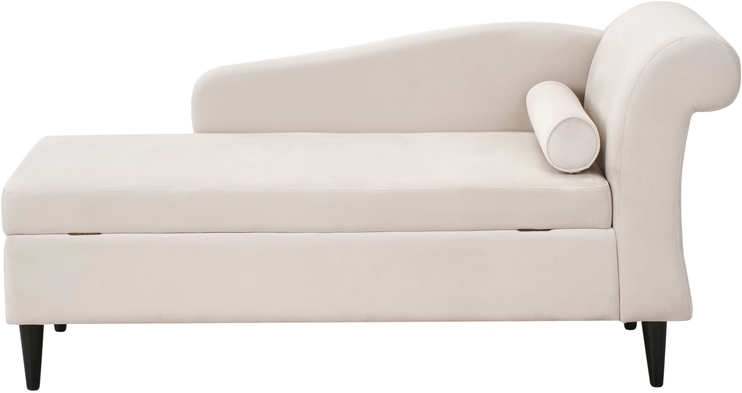 Szezlong prawostronny LUIRO Welur Beżowy ze schowkiem