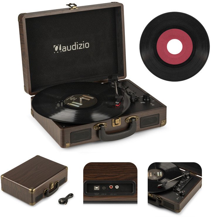 Gramofon w walizce RP114W Audizio brązowy one size