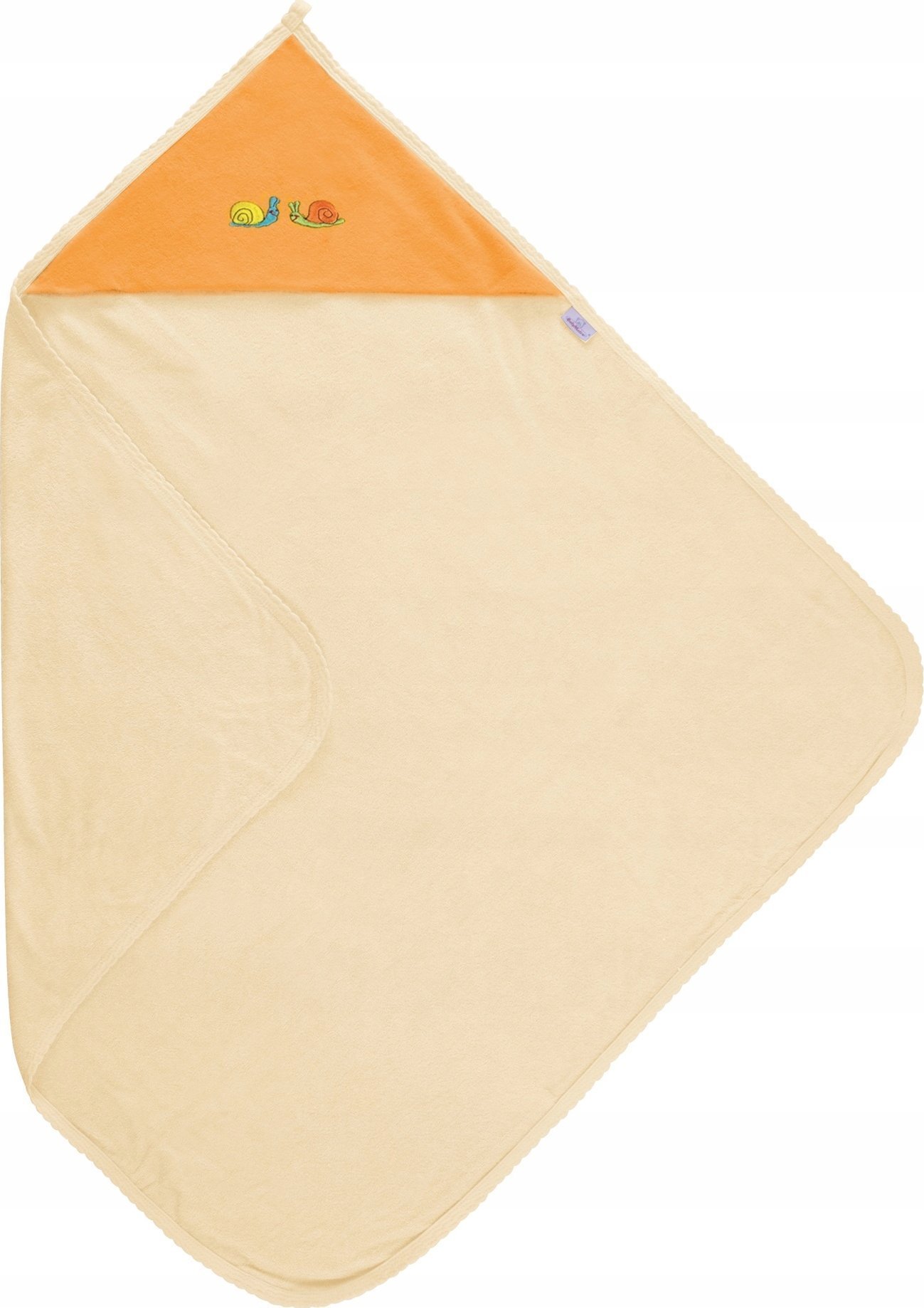 Matex OKRYCIE KĄPIELOWE NIEMOWLĘCE FROTTE 85X85 CM ECRU Z POMARAŃCZOWYM