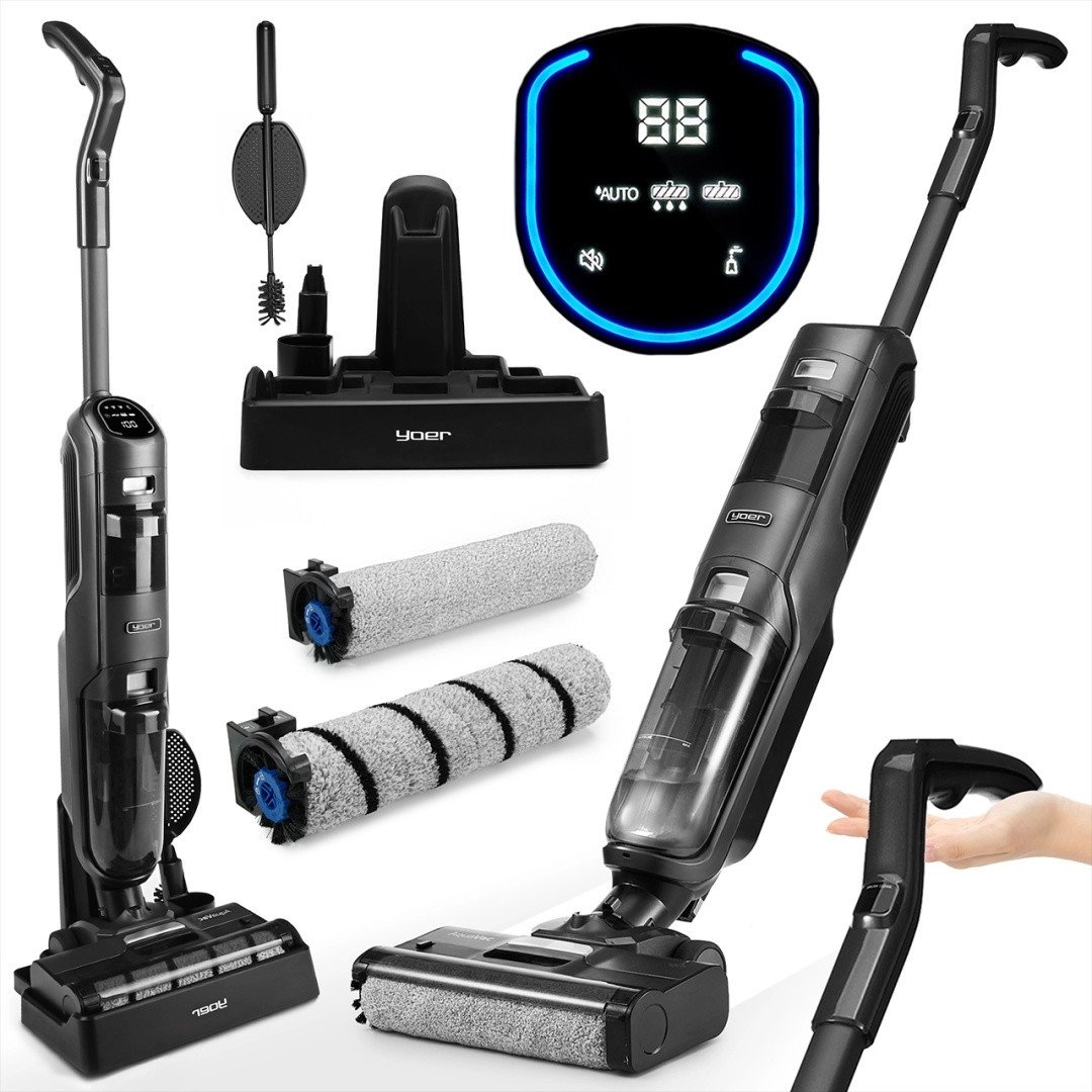 Odkurzacz bezprzewodowy 6w1 Pionowy Myjący Yoer 180m2 +HEPA12 +60 min pracy