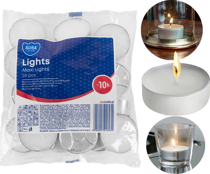 AURA Świece Lights Maxi 10h 20 szt. p40-20