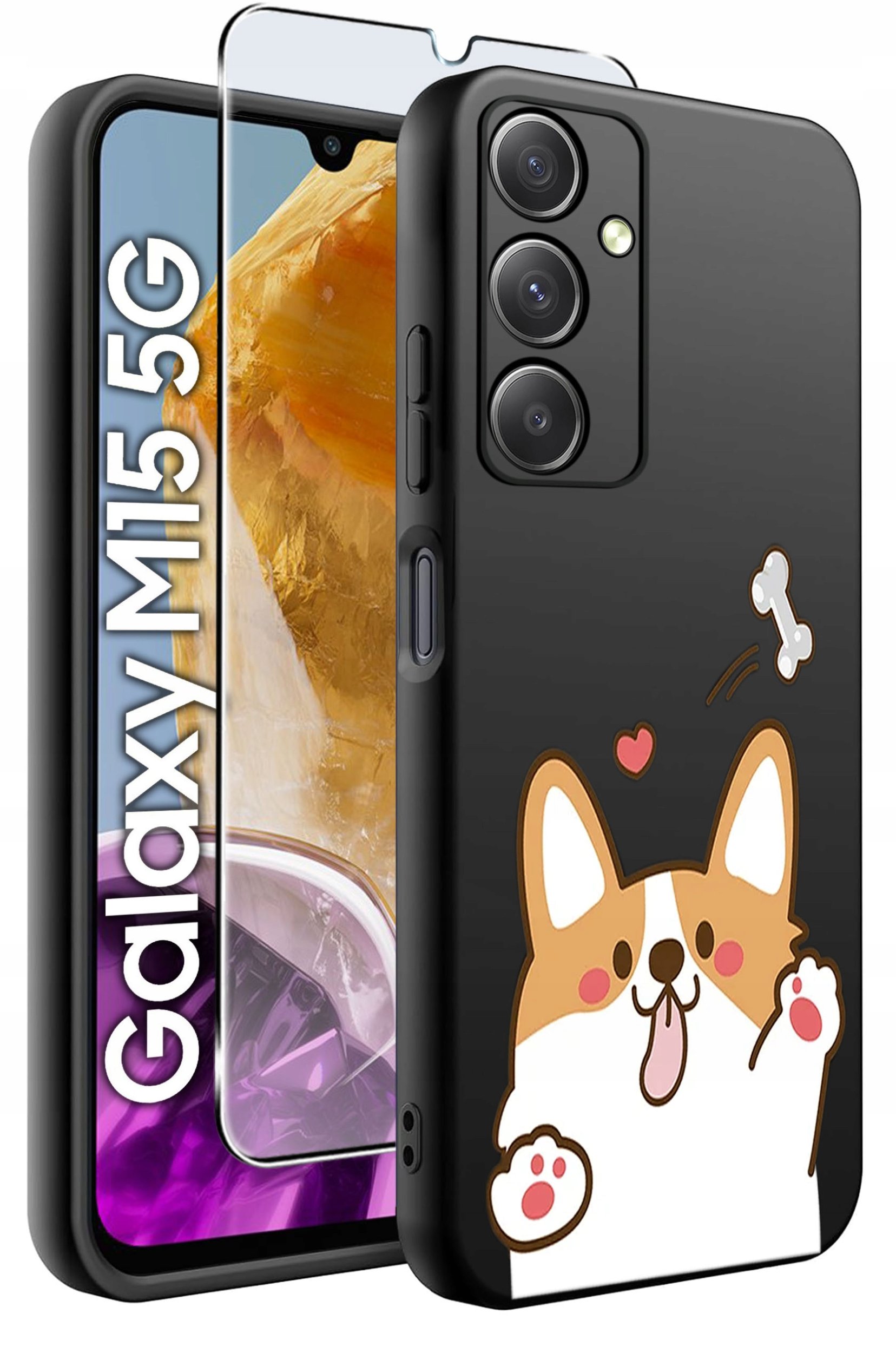 ETUI do Samsung M15 5G WZORY | SILIKONOWE MATT CASE + SZKŁO HARTOWANE 9H