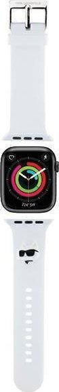 Karl Lagerfeld Karl Lagerfeld Pasek KLAWLSLCNH Apple Watch 42/44/45/49mm biały/white strap 3D Rubber Choupette Head