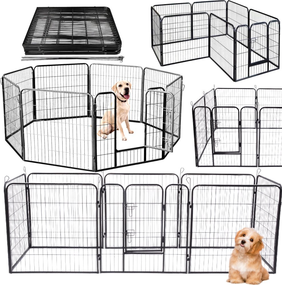 Duży Metalowy Kojec Klatka Zagroda DLA PSA PSÓW ZWIERZĄT XXXL 8 PANELI