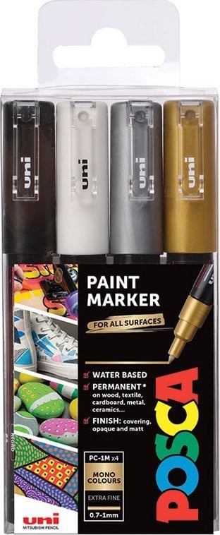 UNIBALL Uni-Ball PC-1M Czarny, Złoto, Srebrny, Biały 4 szt.