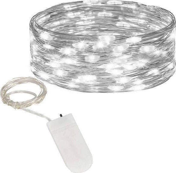 Springos Lampki choinkowe 20 LED druciki mikro na baterie biały zimny UNIWERSALNY