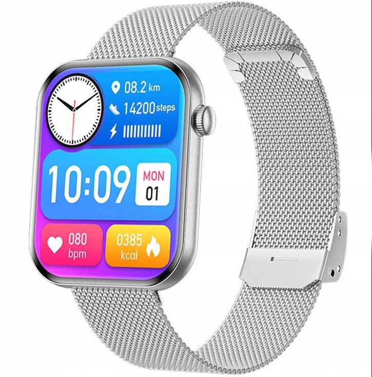 Zegarek Damski SMARTWATCH RUBICON RNCF49 silver/silver mesh