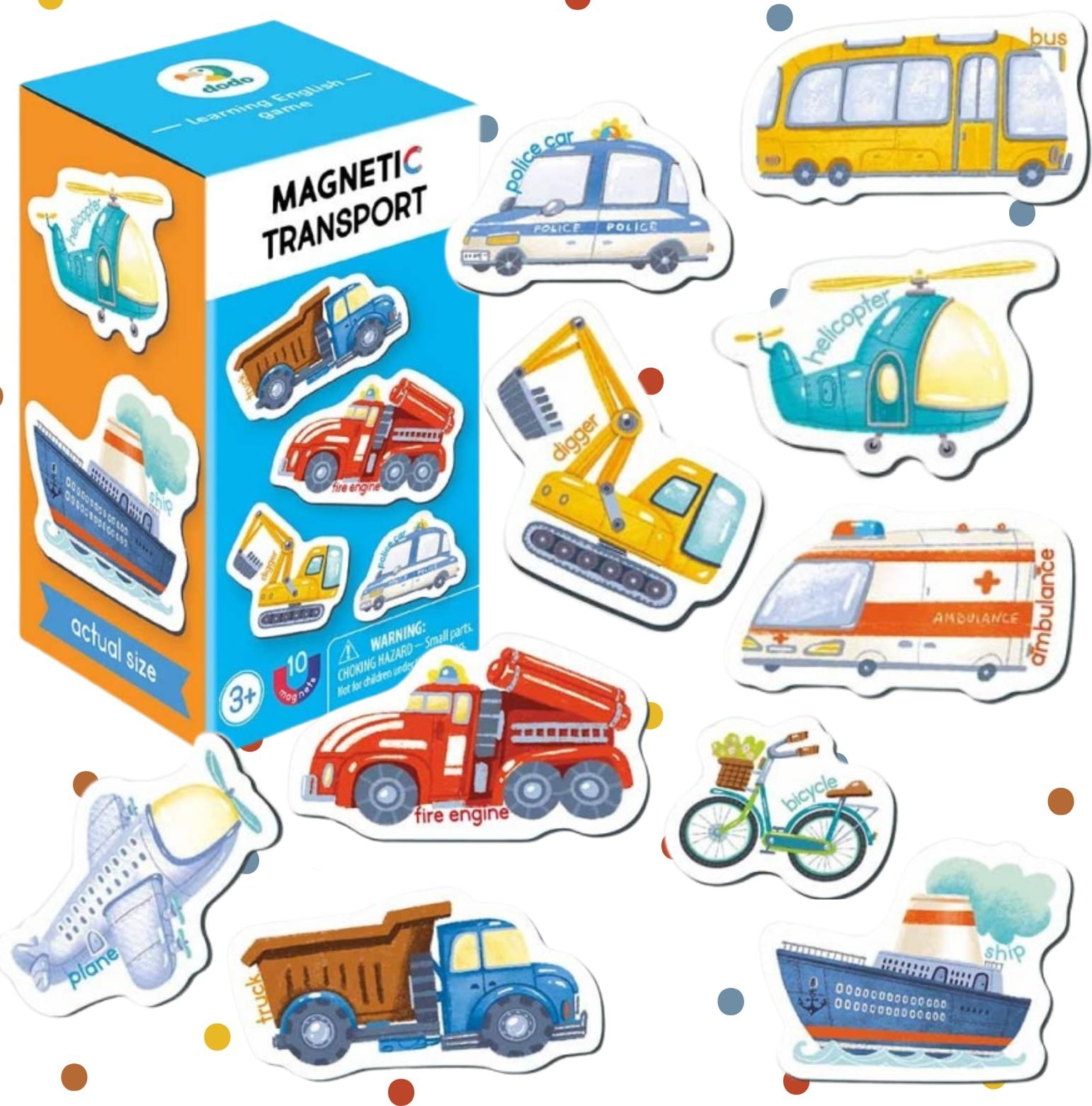 GRA MAGNETYCZNA "TRANSPORT" PO ANGIELSKU NAUKA JĘZYKA POPRZEZ ZABAWĘ