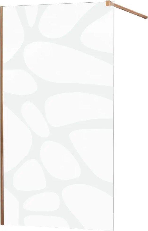 Mexen Mexen Kioto ścianka prysznicowa 120 x 200 cm, transparent/biały wzór 8 mm, różowe złoto - 800-120-101-60-97