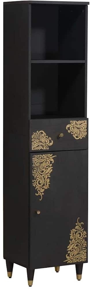 vidaXL Bufet z szufladą czarny 38 x 33 x 160 cm drewno mango