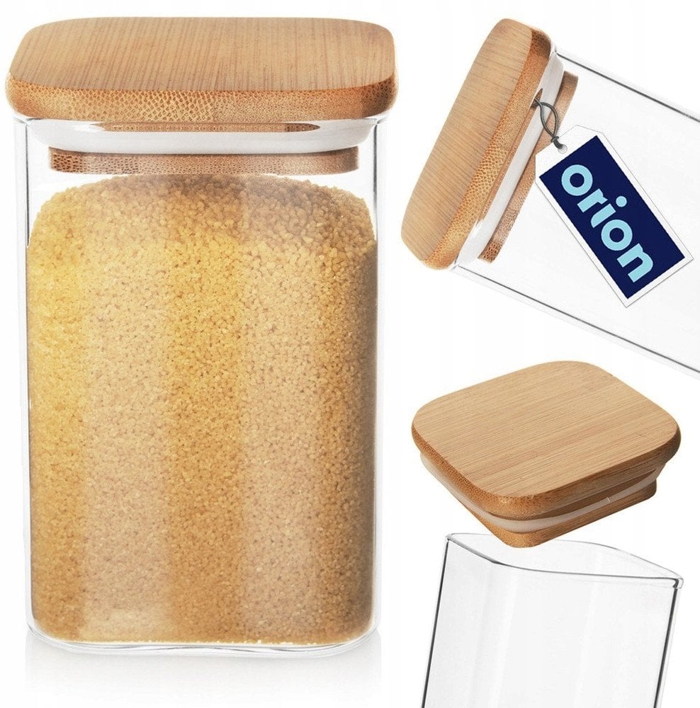 Pojemnik na produkty sypkie suche szklany z pokrywką i uszczelką 1.1L ORION 127586