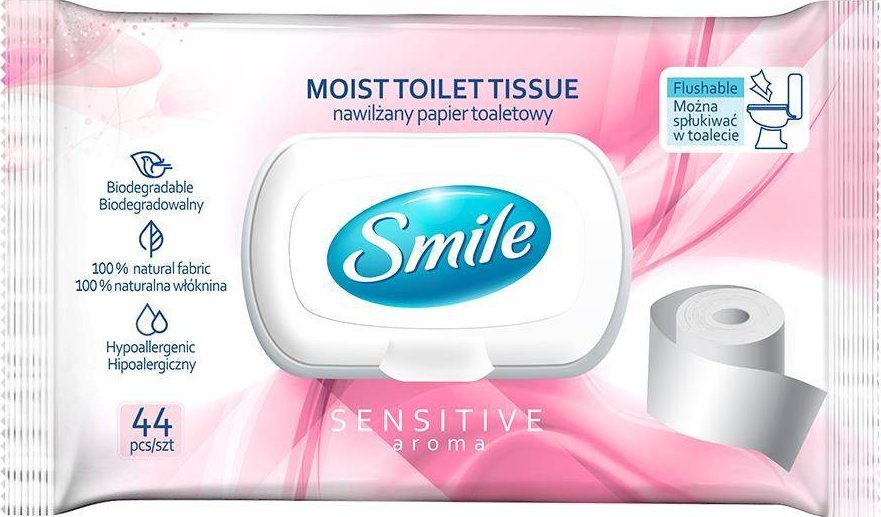 Nawilżany papier toaletowy dla dorosłych Smile 44 szt.