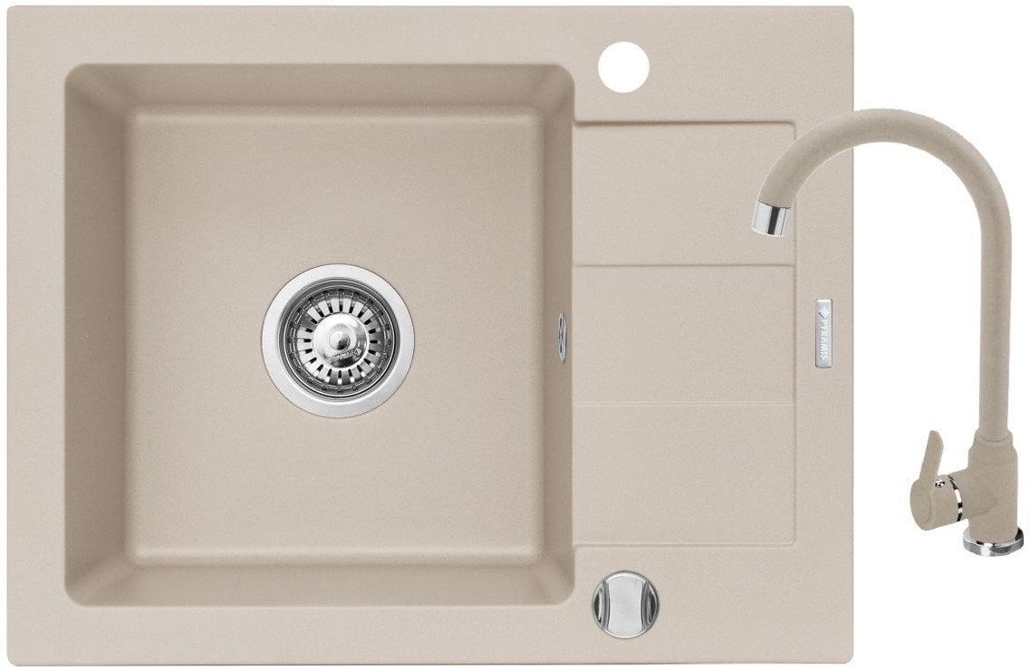 Pyramis Zlew. SPARTA 59x44 1B 1D beż - piaskowy + Bateria LUNGO