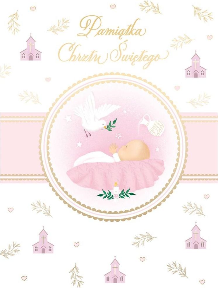 HENRY Karnet B6 Chrzest z kieszonką - różowy