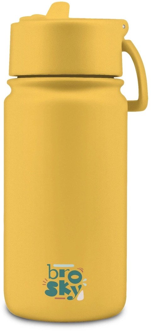 Brosky Basic Stalowa butelka na wodę w kolorze żółtym 450ml