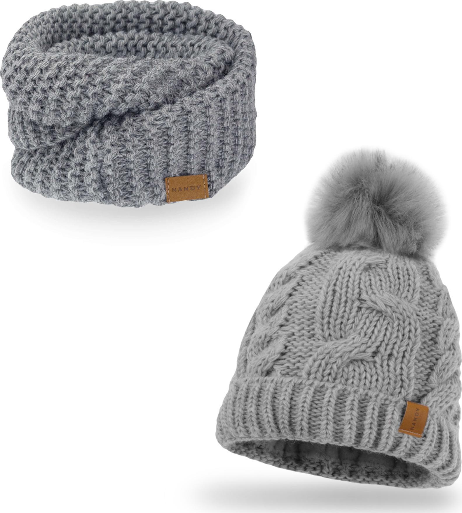 Nandy Nandy Komplet Dziecięcy Komin Czapka Z Polarem - Zest-Ck-17208-Jas-Szar