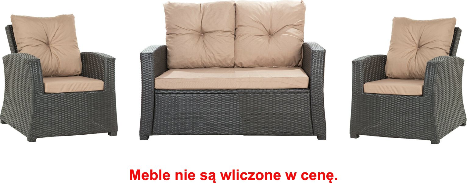 Setgarden Zestaw poduszek na meble ogrodowe rattanowe dla 4 osób rozmiar 112/52