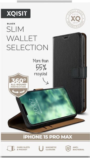 Xqisit XQISIT NP Slim Wallet Selection Anti Bac, RECYCLED for iPhone 15 Pro Max Black standard