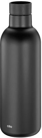 Cilio Butelka termiczna Deluxe, stal nierdzewna, 0,65 l, średnica 8 x 24,5 cm, czarny