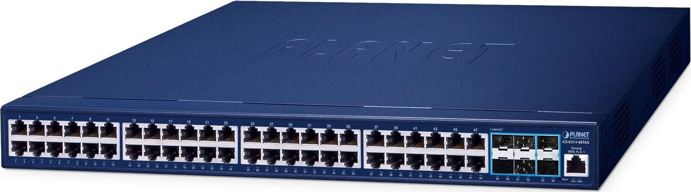 Switch Planet PLANET GS-6311-48T6X Layer 3 48-Port 10/100/1000T + 6-Port 10G SFP+ Managed Ethernet Switch (hardware-based Layer 3 RIPv1/v2, OSPFv2 dyn